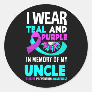 Wear Teal And Purple For Uncle Prevention Classic Round Sticker