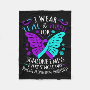 Wear Teal And Purple Happy Awareness Support Fleece Blanket