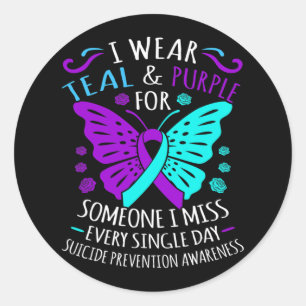Wear Teal And Purple Happy Suicide Awareness Suppo Classic Round Sticker
