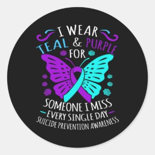Wear Teal And Purple Happy Suicide Awareness Suppo Classic Round Sticker