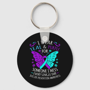Wear Teal And Purple Happy Suicide Awareness Suppo Key Ring