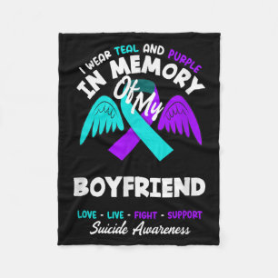 Wear Teal And Purple In Memory Of Boyfriend Design Fleece Blanket