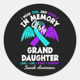 Wear Teal And Purple In Memory Of Granddaughter Classic Round Sticker