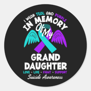 Wear Teal And Purple In Memory Of Granddaughter Classic Round Sticker