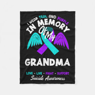 Wear Teal And Purple In Memory Of Grandma Design Fleece Blanket
