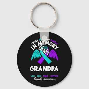 Wear Teal And Purple In Memory Of Grandpa Design Key Ring