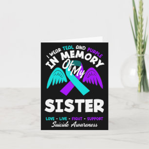 Wear Teal And Purple In Memory Of Sister Design Card