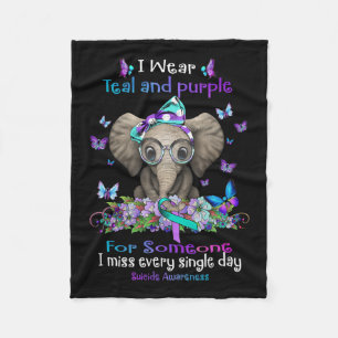 Wear Teal And Purple Suicide Awareness Elephant Ri Fleece Blanket