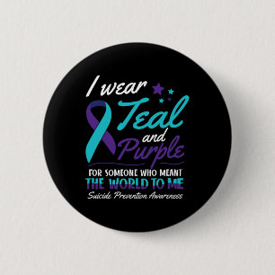 Wear Teal And Purple Suicide Awareness Mental Heal 6 Cm Round Badge