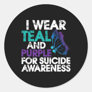 Wear Teal And Purple Support Suicide Awareness 1  Classic Round Sticker