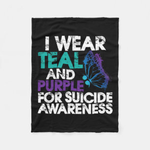 Wear Teal And Purple Support Suicide Awareness 1 Fleece Blanket