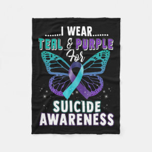 Wear Teal And Purple Support Suicide Awareness  Fleece Blanket