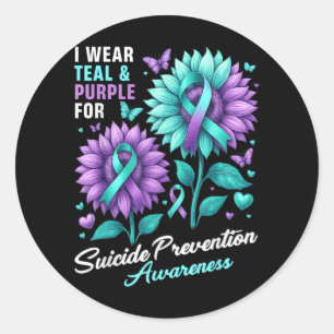 Wear Teal Purple For Prevention Awareness Support Classic Round Sticker