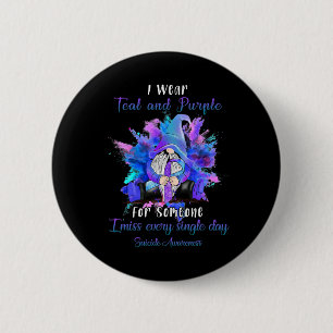 Wear Teal Purple For Someone Gnome Suicide Awarene 6 Cm Round Badge
