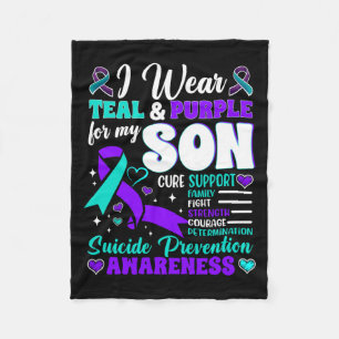 Wear Teal Purple For Son Suicide Prevention Fleece Blanket