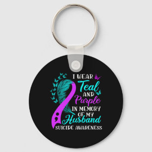 Wear Teal Purple In Memory Of My Husnd Suicide Awa Key Ring