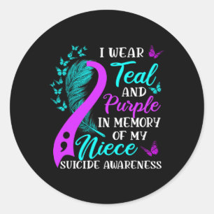 Wear Teal Purple In Memory Of My Niece Suicide Awa Classic Round Sticker