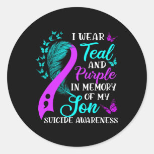 Wear Teal Purple In Memory Of My Son Suicide Aware Classic Round Sticker