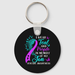 Wear Teal Purple In Memory Of My Son Suicide Aware Key Ring