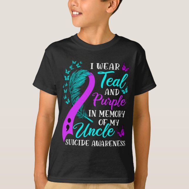 Wear Teal Purple In Memory Of My Uncle Suicide Awa T-Shirt (Front)