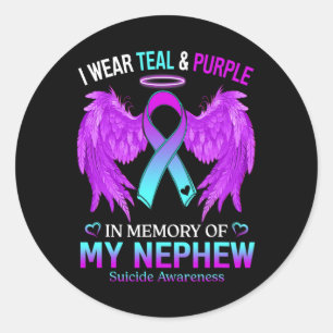 Wear Teal Purple In Memory Of Nephew Suicide Aware Classic Round Sticker