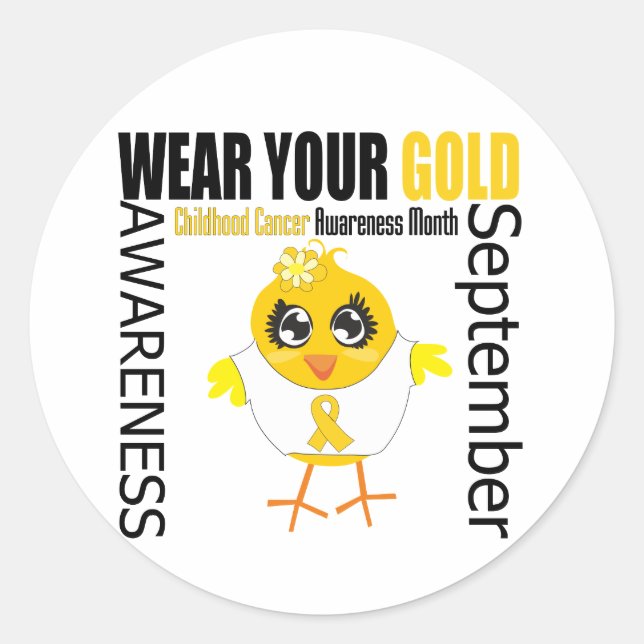 Wear Your Gold Childhood Cancer Awareness Month Classic Round Sticker (Front)