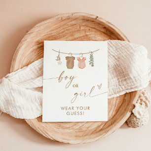 Wear Your Guess Game Sign, He or She Gender Reveal Poster