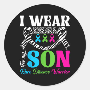 Wear Zebra For Son Rare Disease Awareness Month Classic Round Sticker