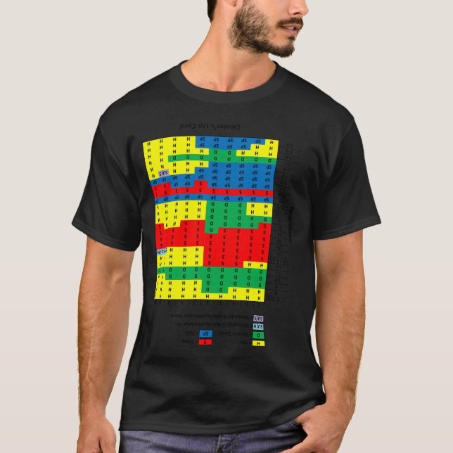 Wearable Blackjack Strategy Chart (Upside Down For T-Shirt (Front)