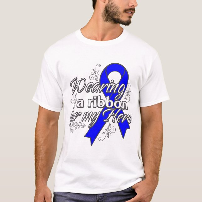 Wearing a Blue Awareness Ribbon for My Hero T-Shirt (Front)