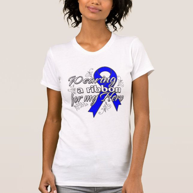 Wearing a Blue Awareness Ribbon for My Hero T-Shirt (Front)