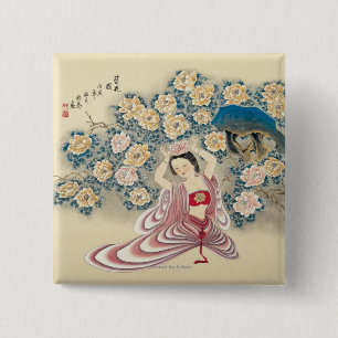 Wearing A Flower in the Head 15 Cm Square Badge