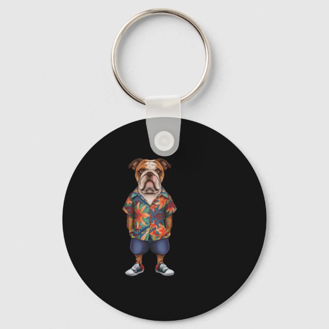 Wearing A Hawaiian And Shorts  Key Ring (Front)