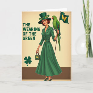Wearing Green Woman Retro Card