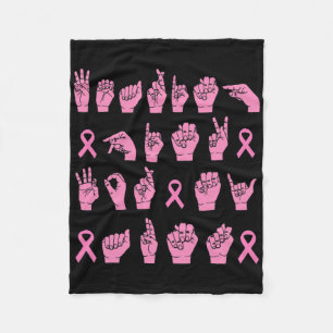 Wearing Pink For My Aunt Sign Language Breast Canc Fleece Blanket