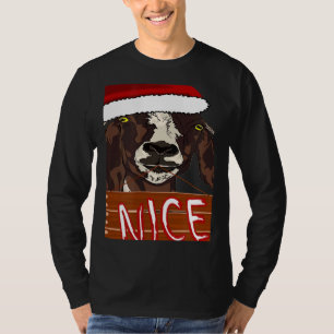 Wearing Santa Hat Nice Sign Christmas Goat T-Shirt