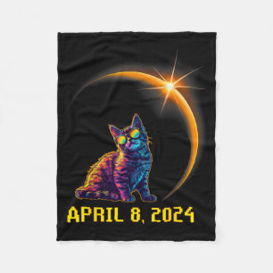 Wearing Solar Eclipse Cat Solar Eclipse Fleece Blanket
