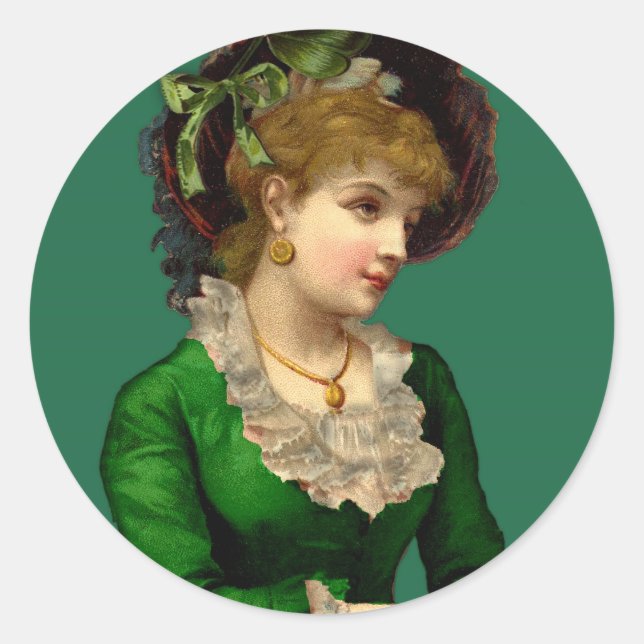 Wearing the Green on St Patrick's Day Classic Round Sticker (Front)