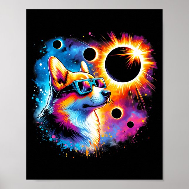 Wearing Total Solar Eclipse Corgi Dog Poster (Front)