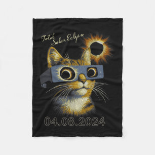 Wearing Total Solar Eclipse Gles 2024  Fleece Blanket