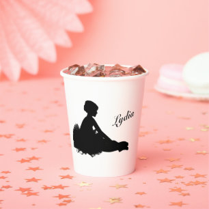 Weary Ballerina Personalised w Name Paper Cups