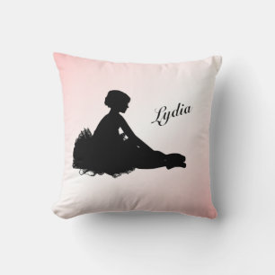 Weary Ballerina Personalised w Name Pink Cushion