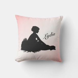 Weary Ballerina Personalised w Name Pink Cushion