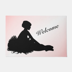 Weary Ballerina Personalised w Name Pink Doormat