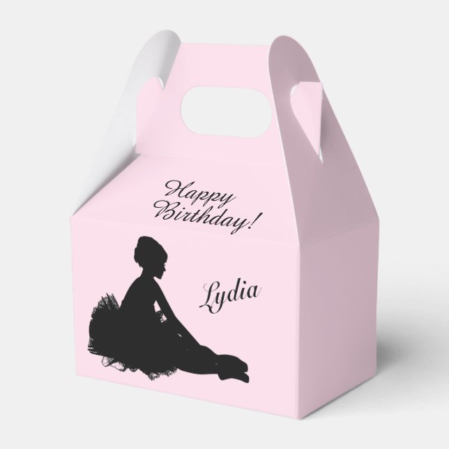 Weary Ballerina Personalised w Name Pink Favour Box (Front Side)