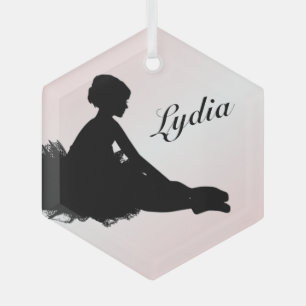 Weary Ballerina Personalised w Name Pink Glass Tree Decoration