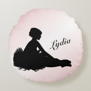 Weary Ballerina Personalised w Name Pink Round Cushion