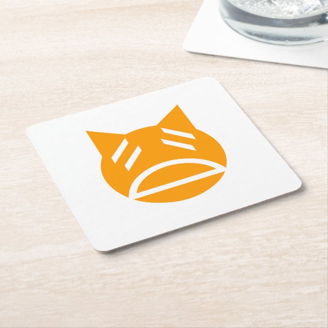 Weary Emoji Cat Square Paper Coaster (Angled)