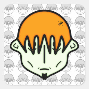 Weary greenish dude with goatee v2 square sticker