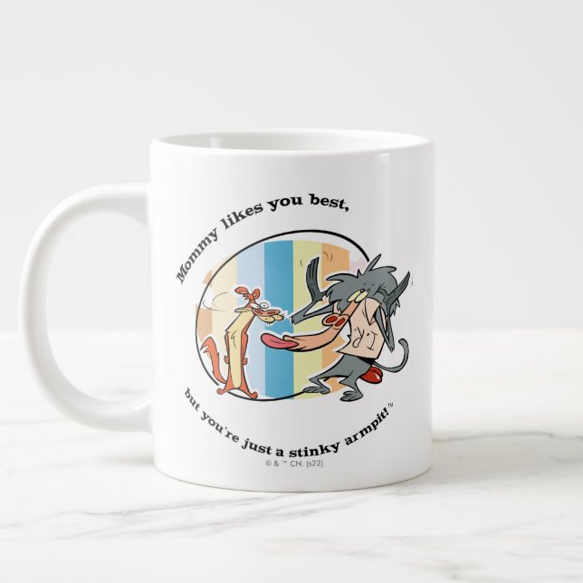 Weasel & Baboon "Mummy Likes You Best" Large Coffee Mug (Left)